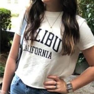 Malibu California T-Shirt off white crop